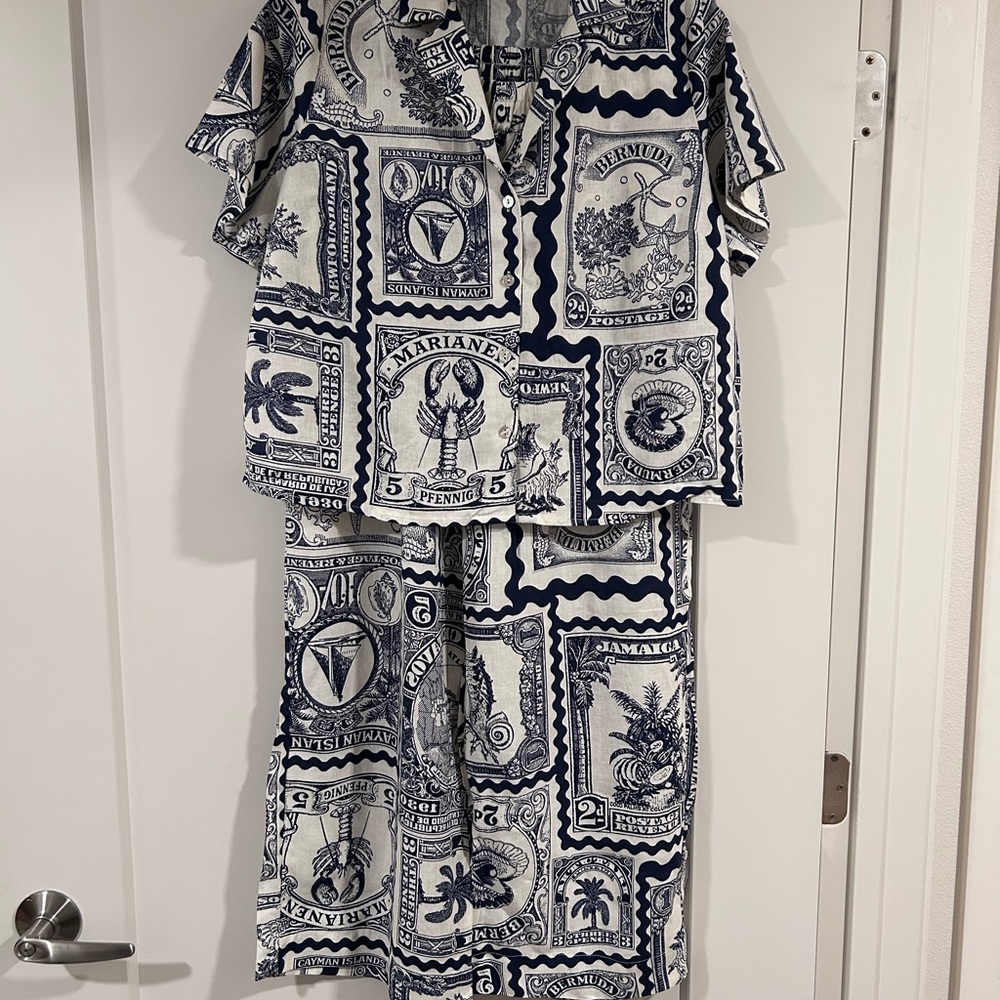 Nicole Miller Navy and White Jumpsuit